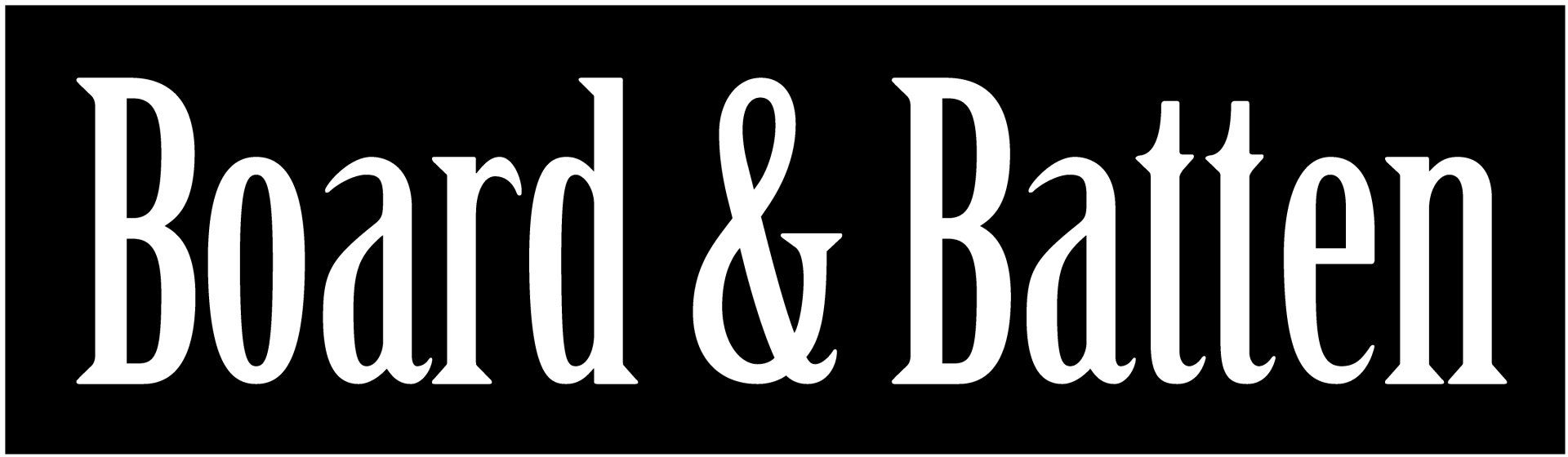 A black and white logo for board & batten