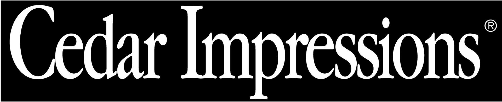 A black and white logo for cedar impressions