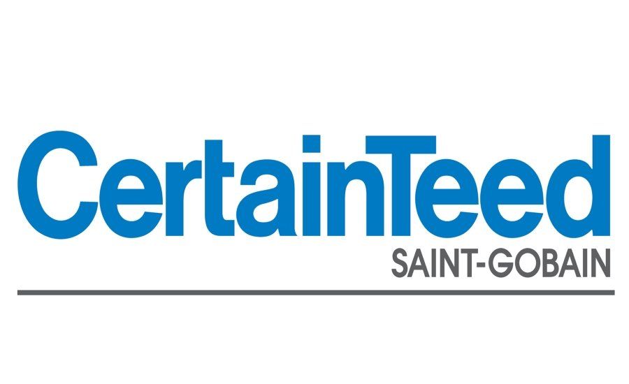 The logo for certainteed saint-gobain is blue and white.