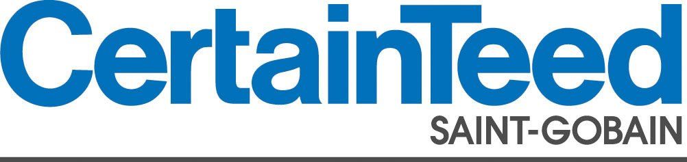 A blue and white logo for certainteed saint gobain