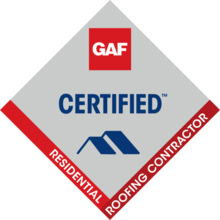 A logo for a certified residential roofing contractor