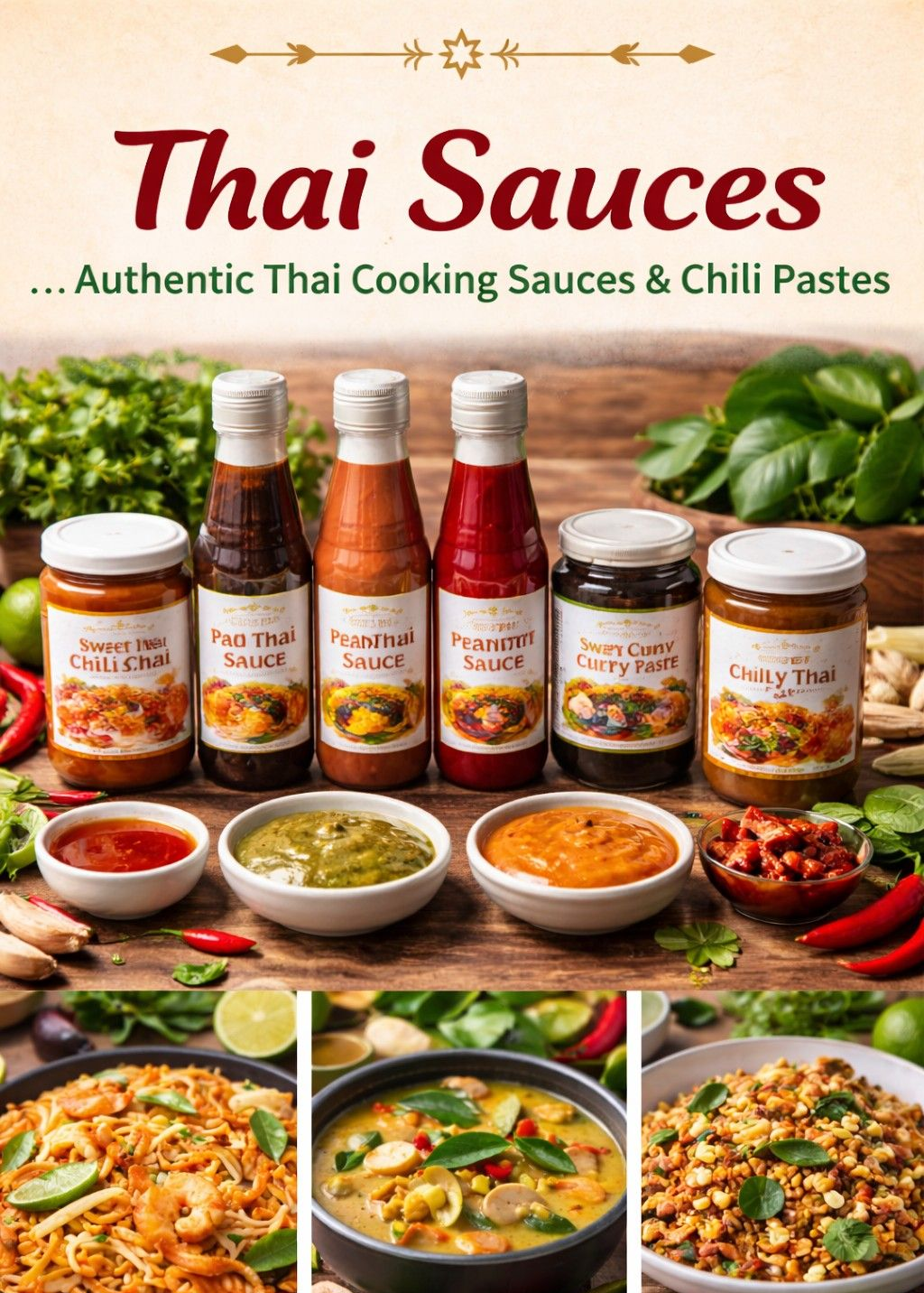 Thai Sauces including Thai sweet chili sauce, Thai peanut sauce and Thai cooking sauces from Simply Thai Market