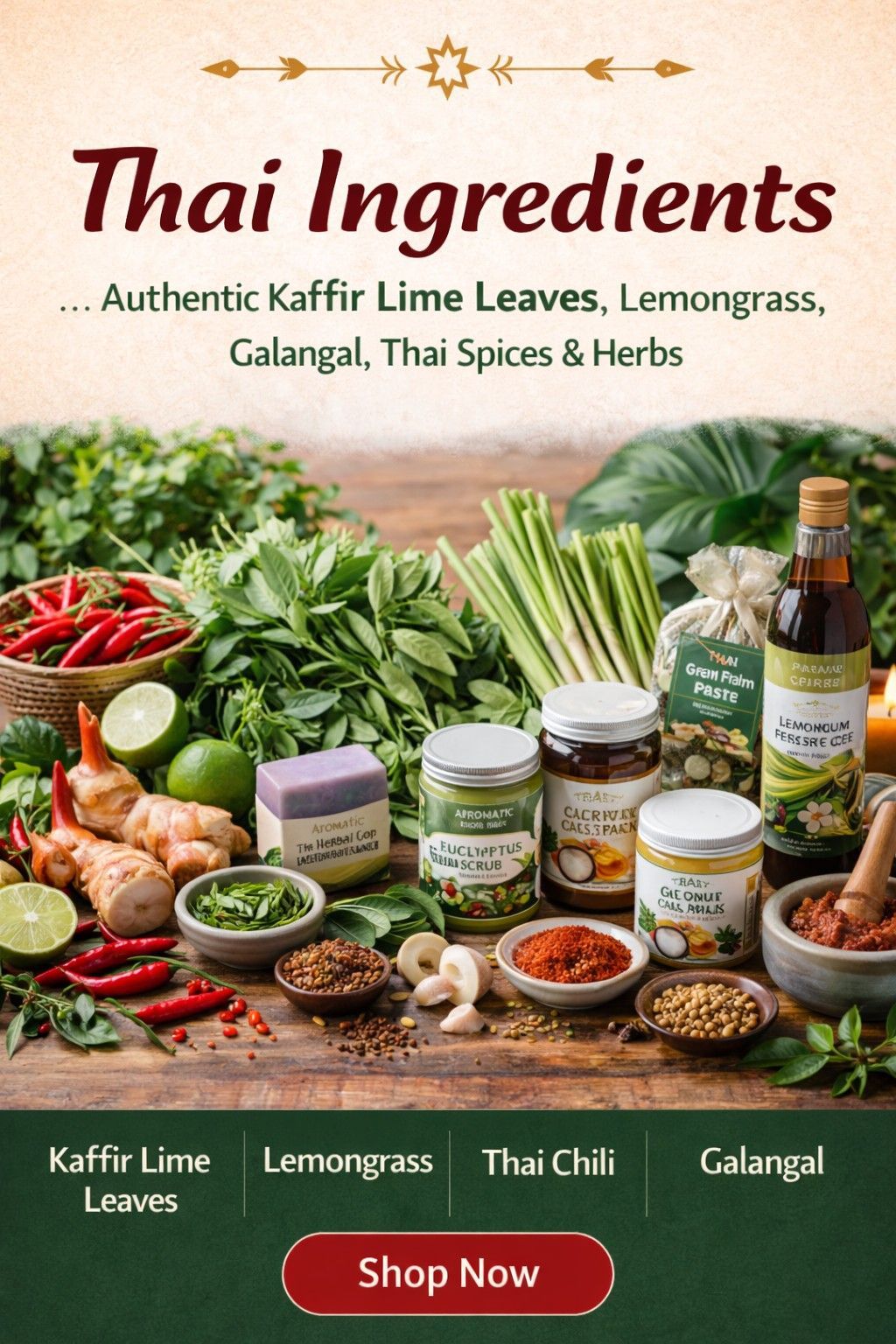 Thai Ingredients – Kaffir Lime Leaves, Lemongrass, Galangal, Thai Spices | Simply Thai Market