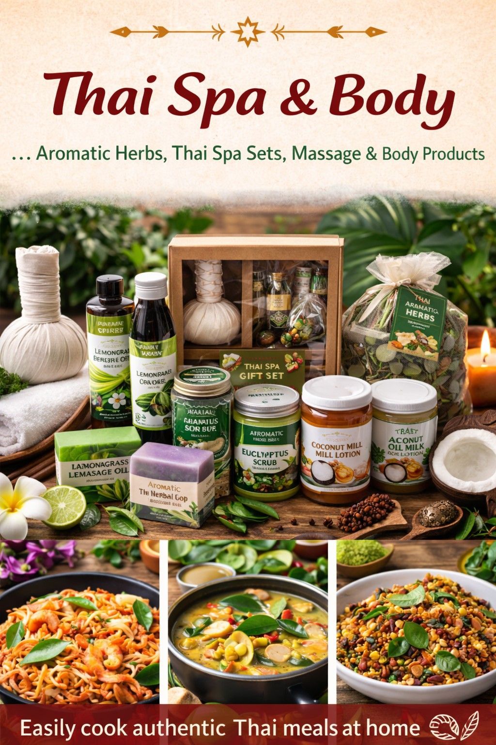Thai Spa & Body products including Thai herbal bath soak, crystal deodorant and Thai herbal products from Simply Thai Market