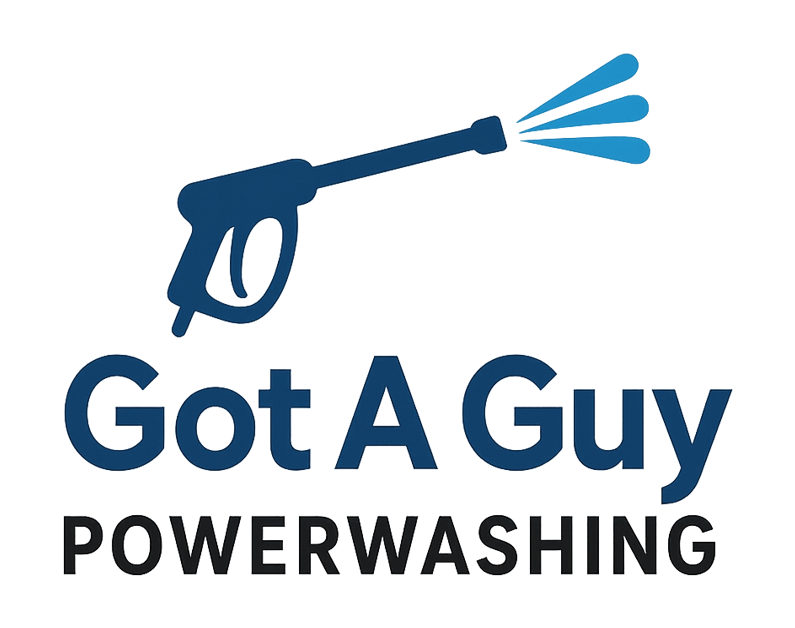 Logo: Blue power washer spraying water, with "Got A Guy Powerwashing" text.