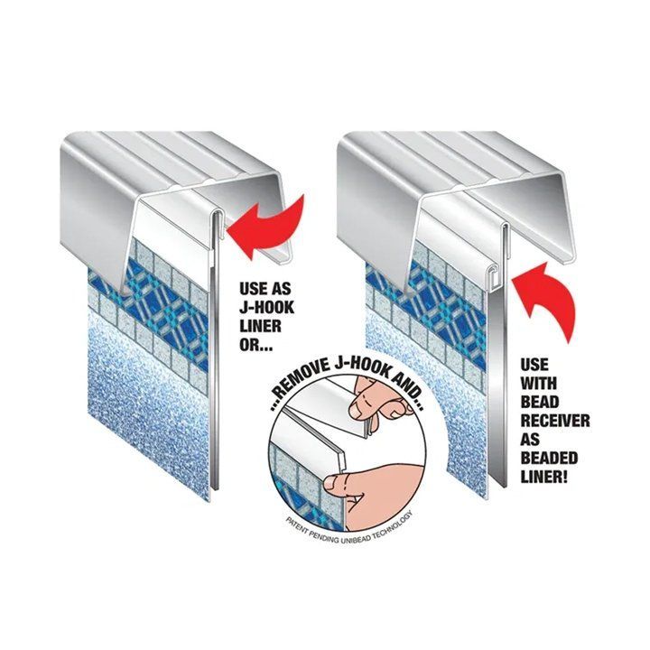 A diagram showing how to remove j-hook and use with bead receiver as beaded liner