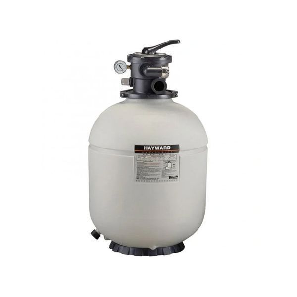 A white sand filter for a swimming pool on a white background.