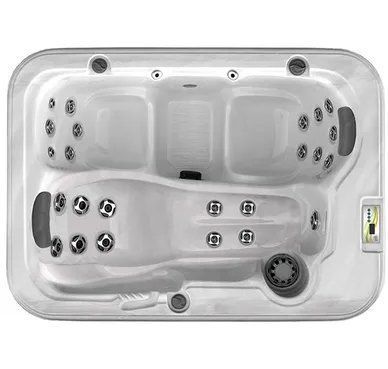 An aerial view of a hot tub on a white background.