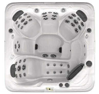 An aerial view of a hot tub on a white background.