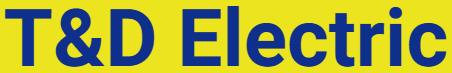 A yellow background with blue letters that say t & d electric