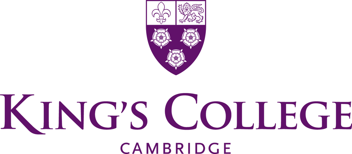 King's College Cambridge logo: a purple shield with emblem above purple text.