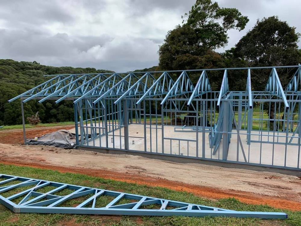 Steel Frame of a Building Under Construction on a Concrete Slab — JGD Constructions in Yungaburra, QLD