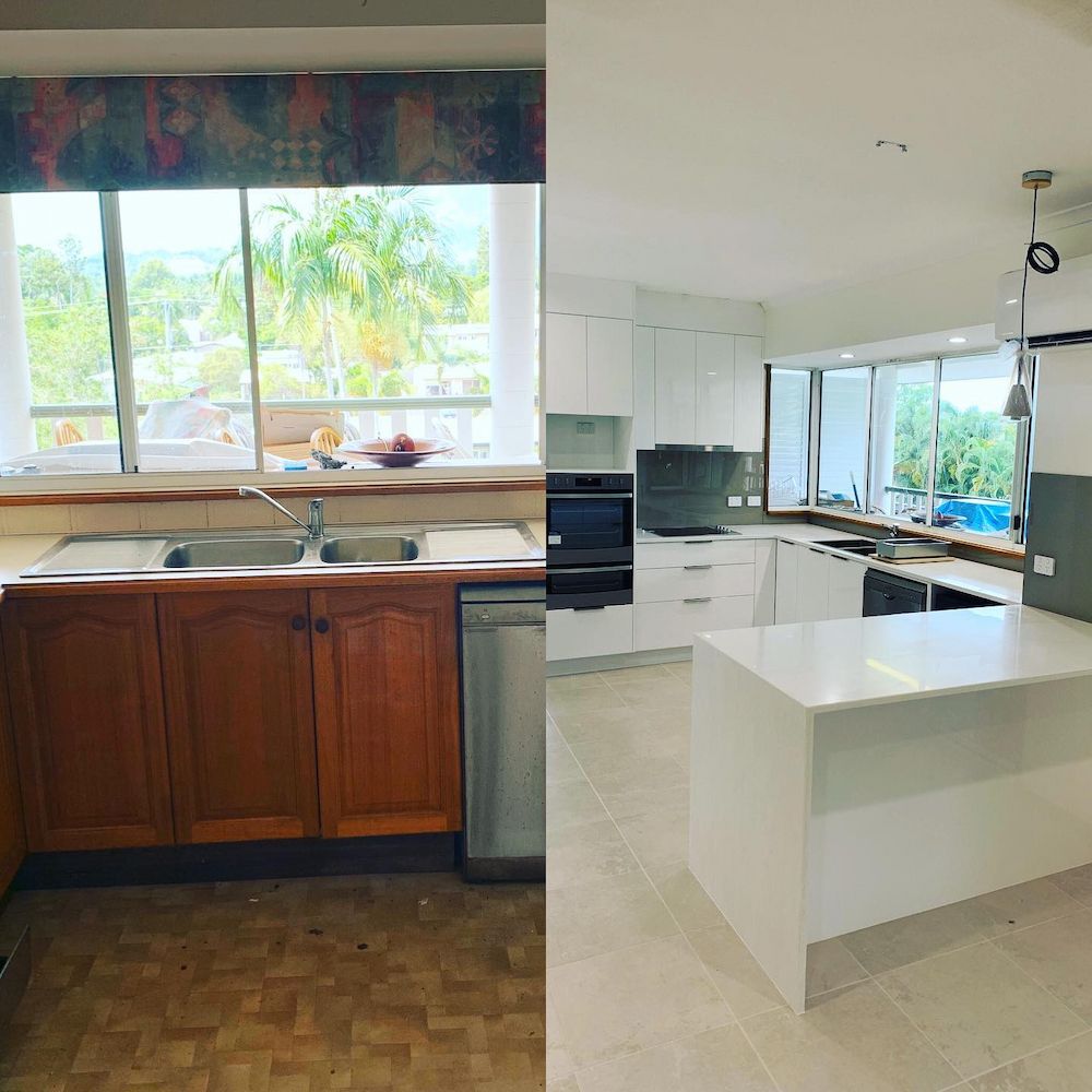 Before and After Comparison of a Kitchen Remodel — JGD Constructions in Lake Eacham, QLD
