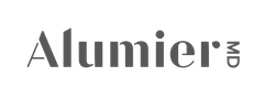 A logo for a company called alumier md on a white background.