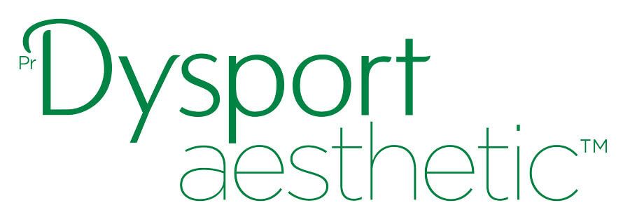 The dysport aesthetic logo is green and white on a white background.