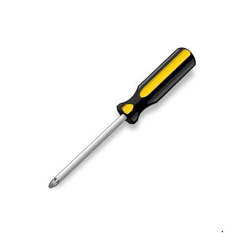A yellow and black screwdriver on a white background