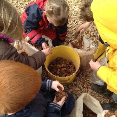 children searching for clay