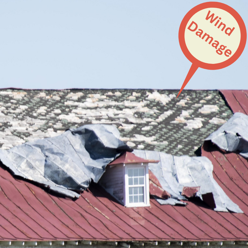 Picture of a Wind Damaged Metal Roof by Austin Roofing and Sheet Metal
