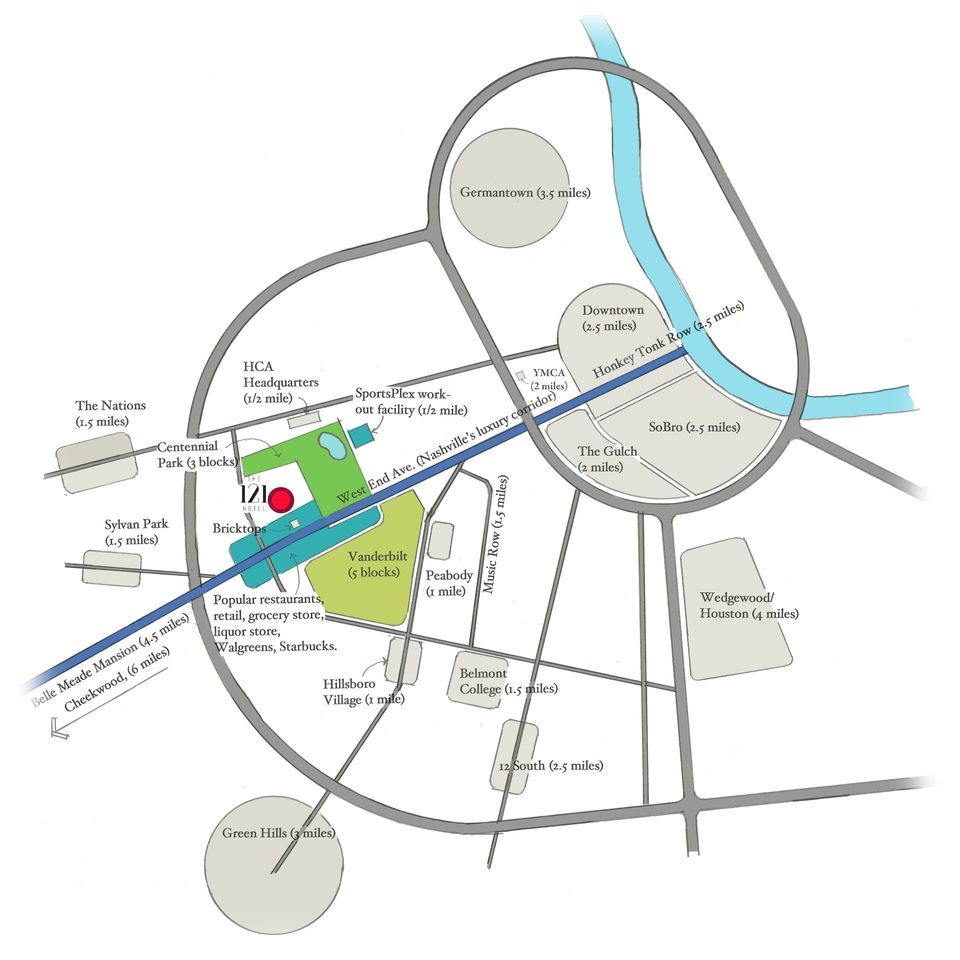 Nightlife Map Of Downtown Nashville Bars