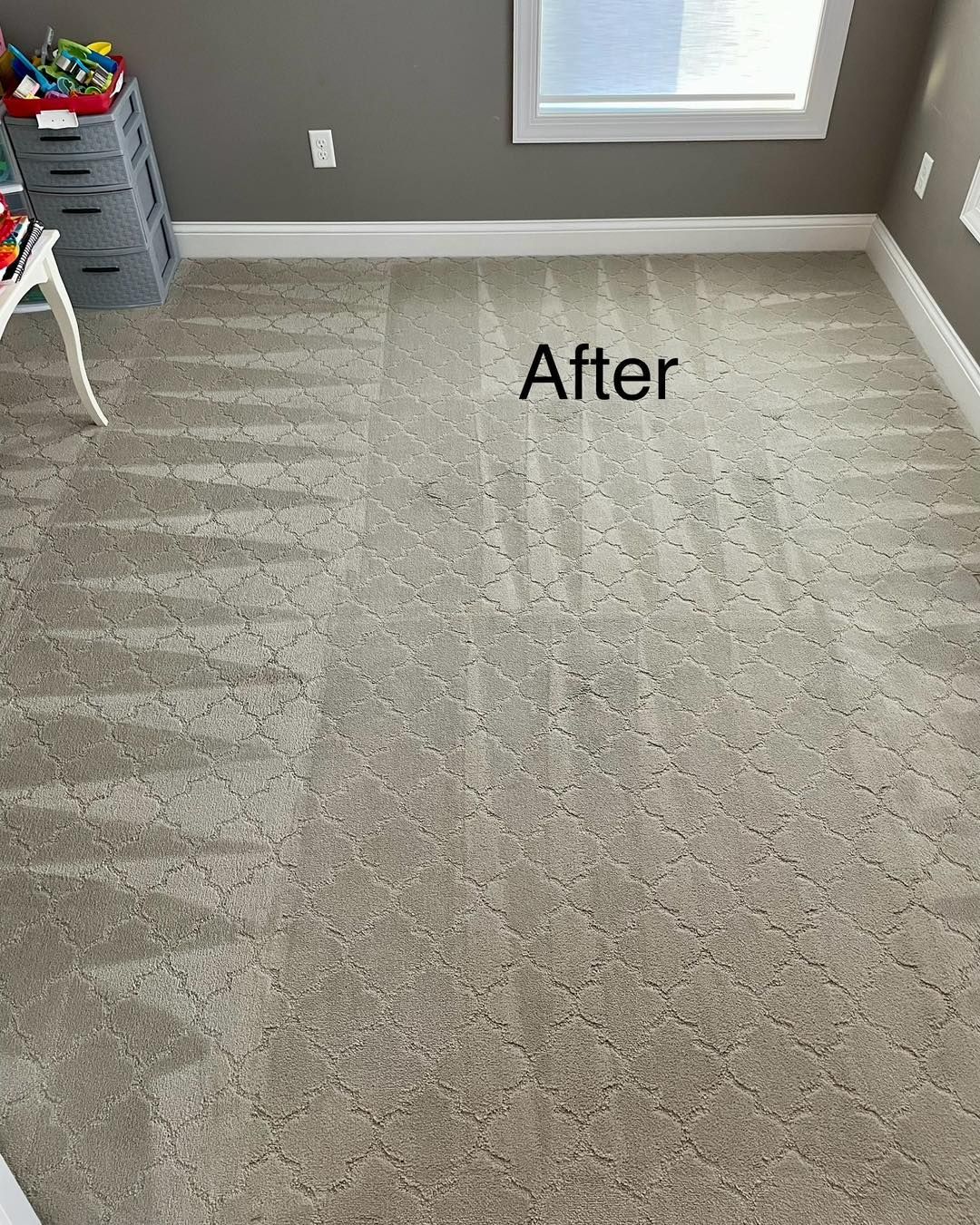 Cleaned beige carpet in a room, 