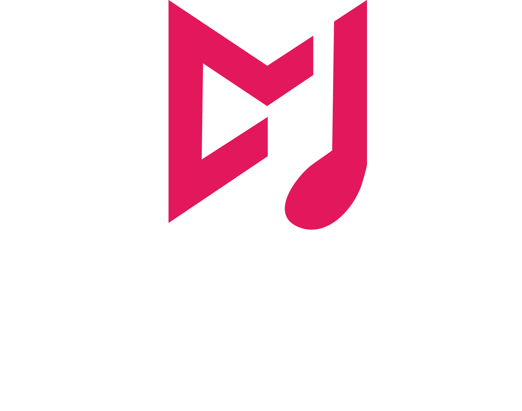 Pink logo: a stylized 