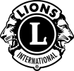 Lions Clubs International logo with two lion profiles flanking a central circle with the letter 