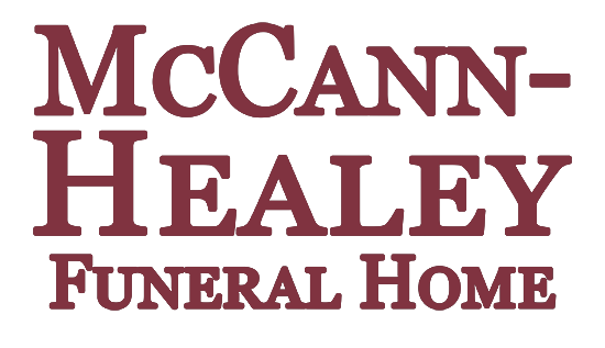 McCann-Healey Funeral Home logo in maroon text.