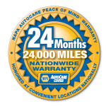A sticker that says napa autocarenationwide warranty honored at convenient locations nationally