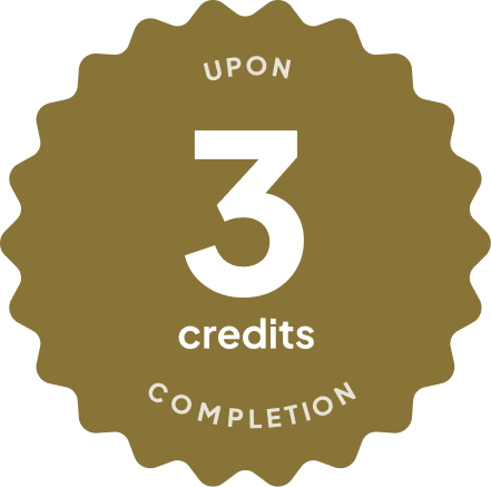 Blue badge with text: 