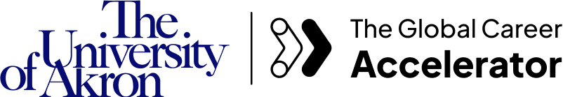 UAkron and The Global Career Accelerator logos