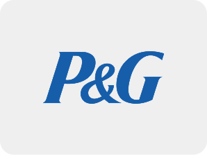 P&G logo with blue text on a white background. The letters 