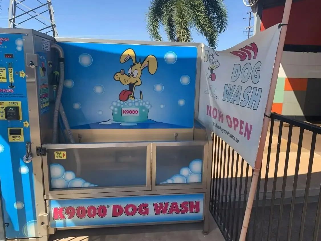 K9000 Dog Wash Station With a Cartoon Dog, Blue and White Colour Scheme — Ezyas Car Wash NT in Yarrawonga, NT