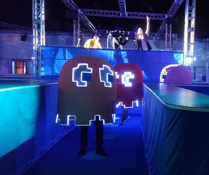 A person dressed as a ghost with the letter c on it