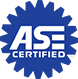 ASE certified blue seal logo with white text and a gear-shaped border | S.G. Auto Repair