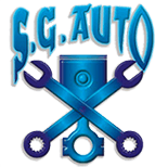 S.G. Auto logo with blue crossed wrenches and gears on a white background