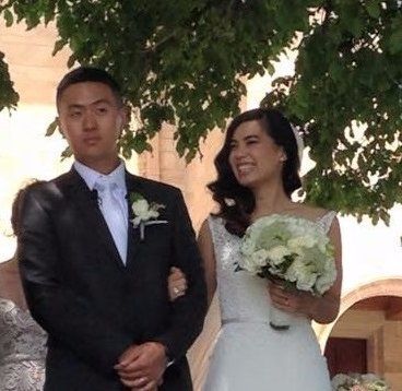 happy bride and groom