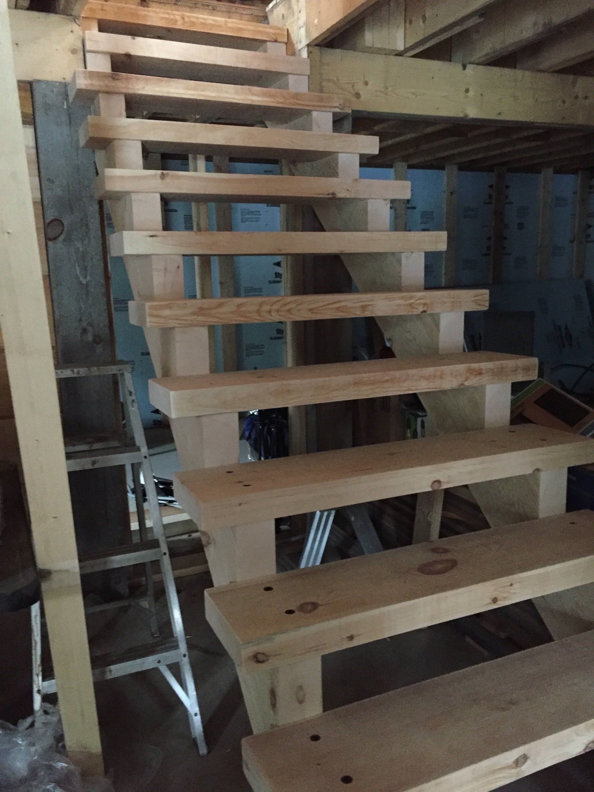 rough timber staircase