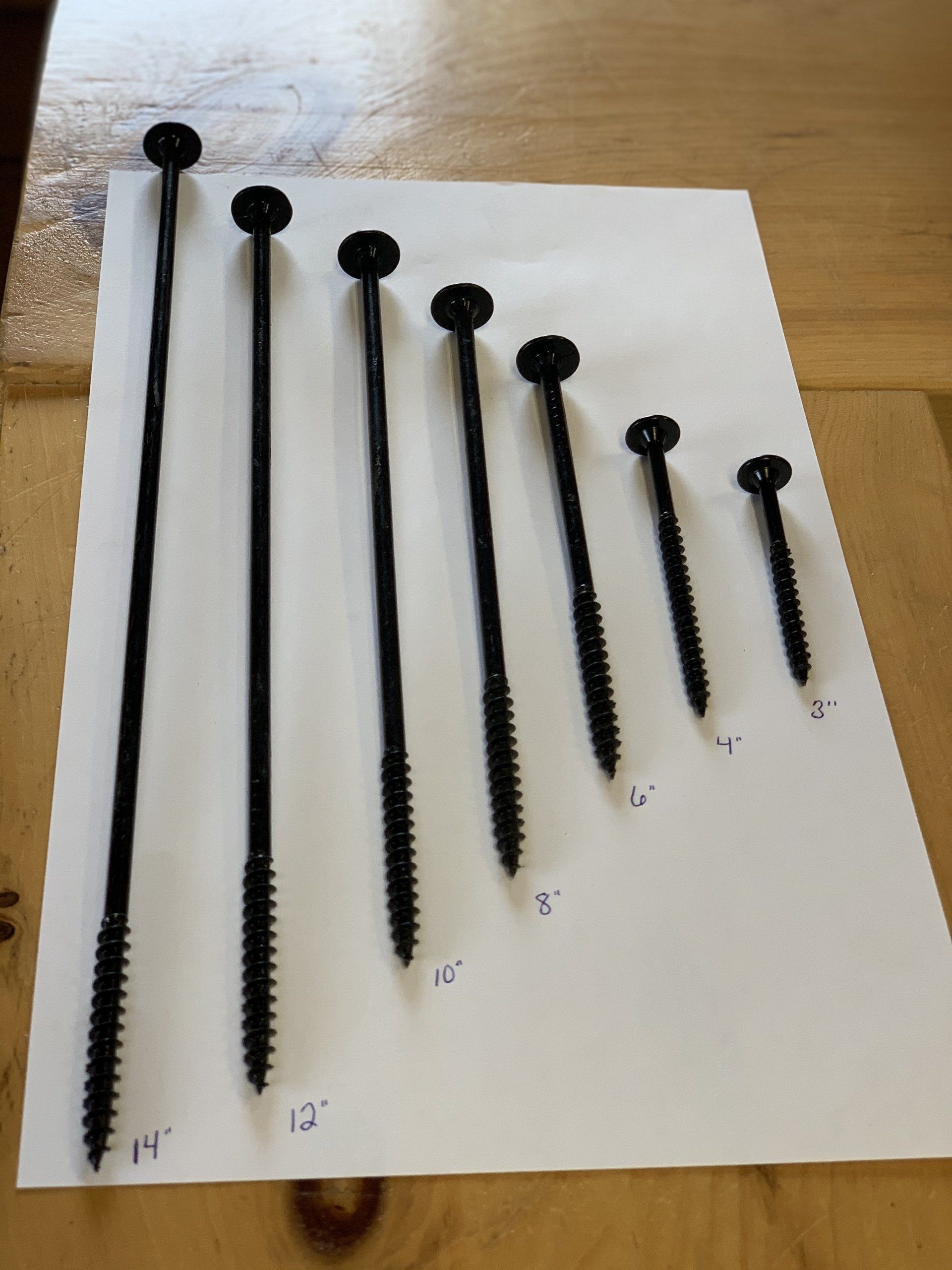 dark large metal log screws
