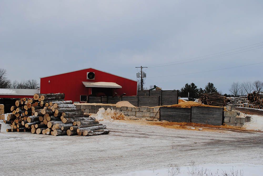 outdoor lumberyard and wood warehouse