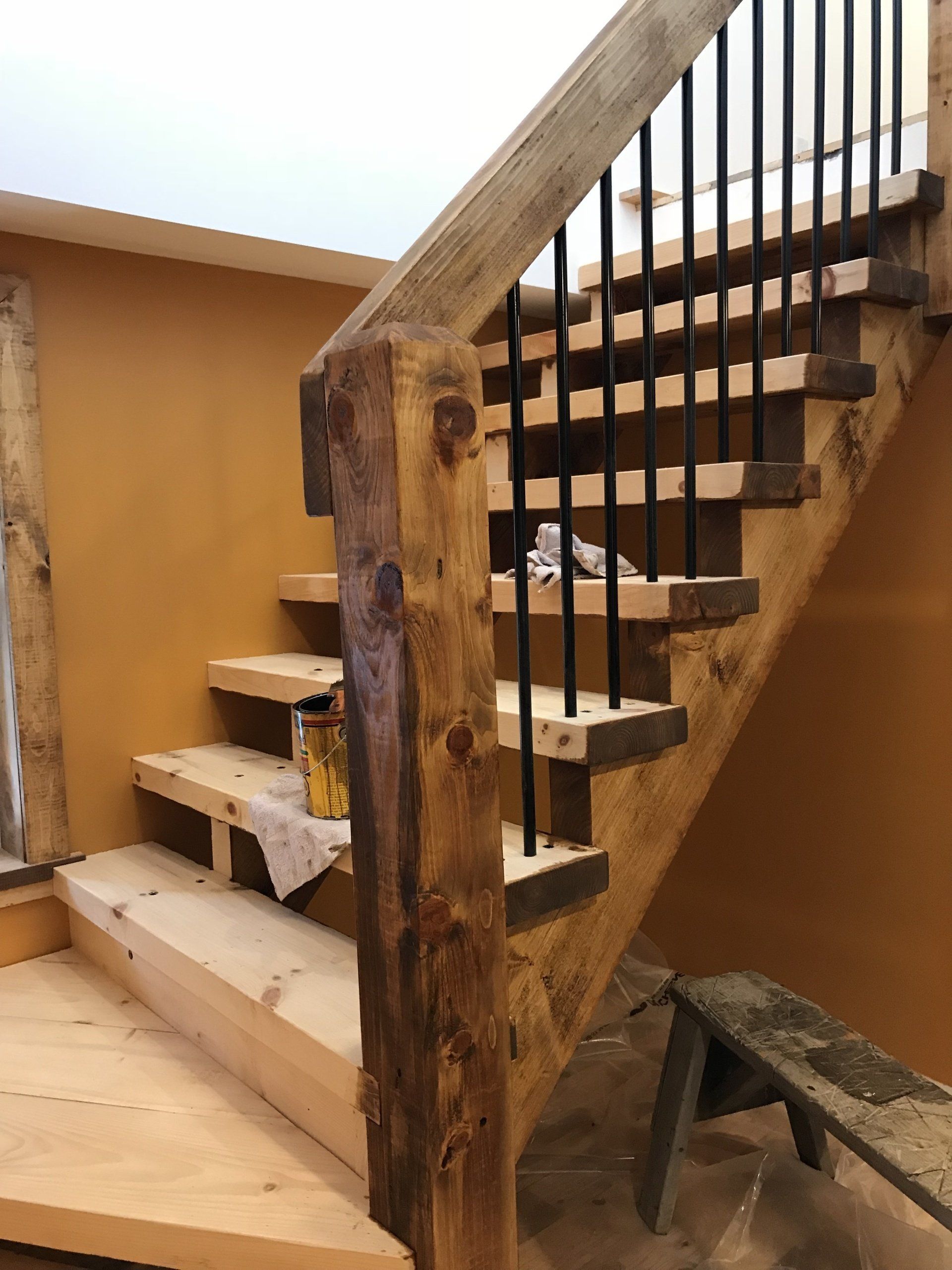 partially stained timber stains