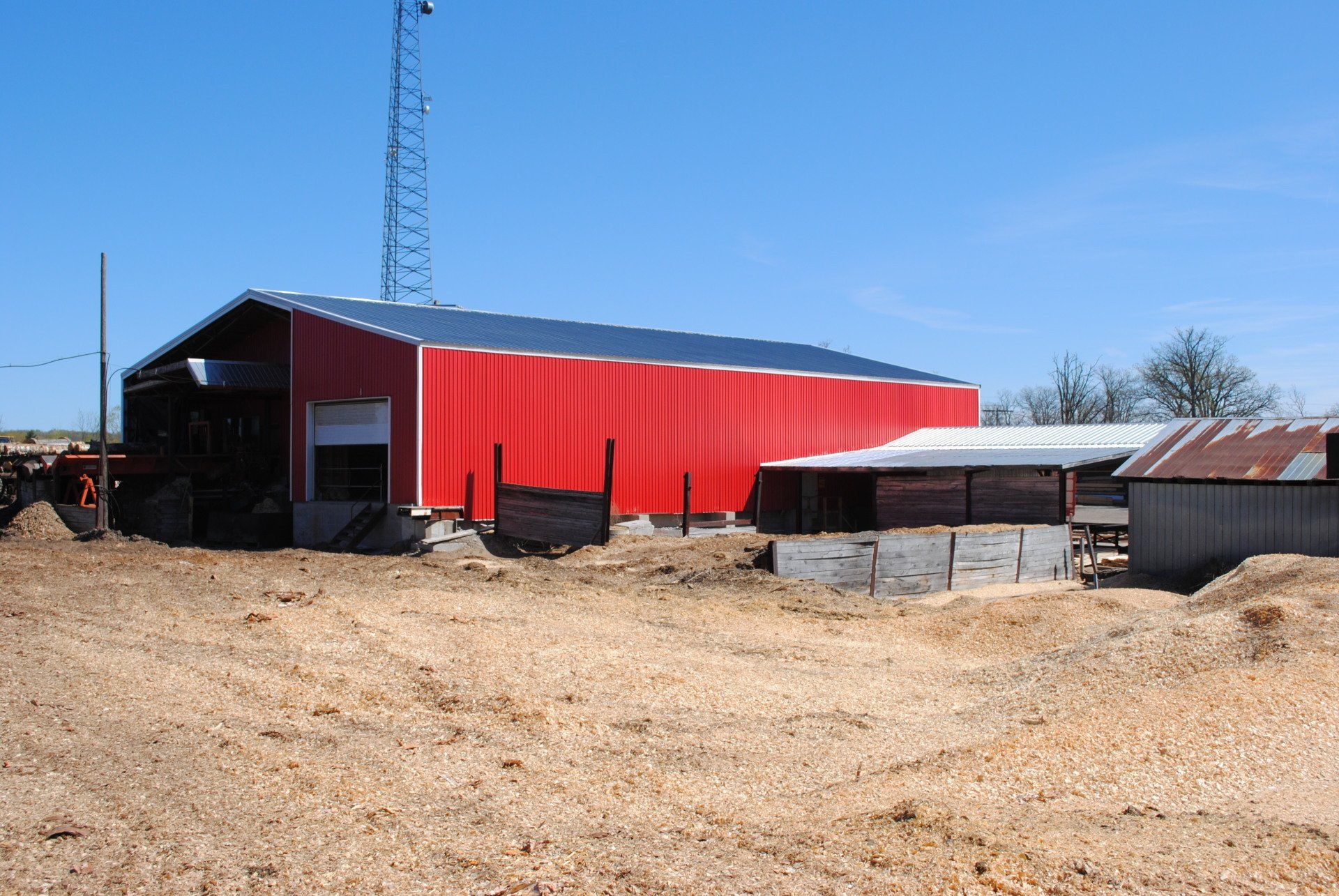 red sawmill building