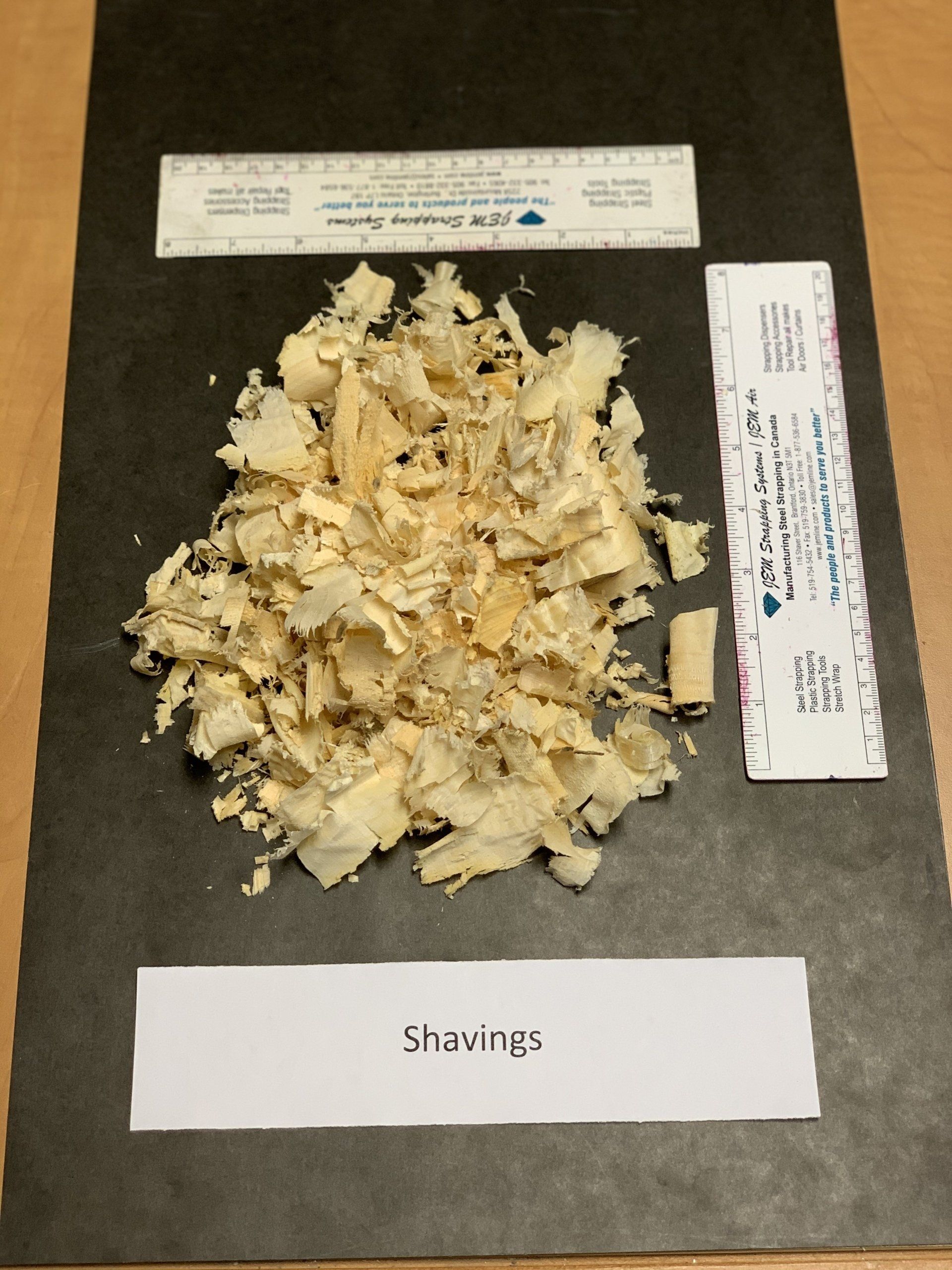 wood chips on black background