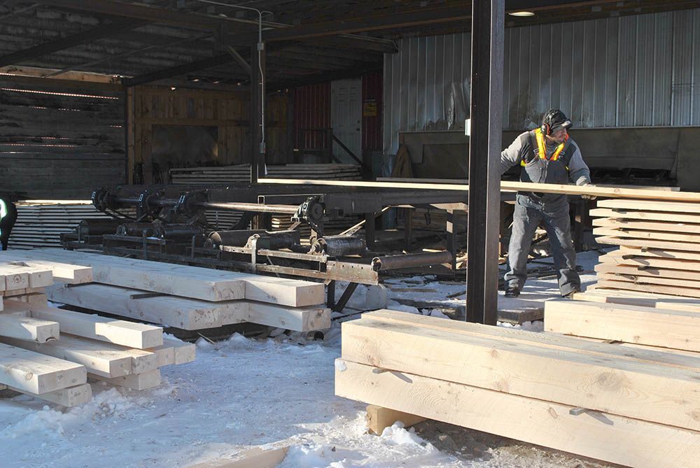 lumber yard wood cutting