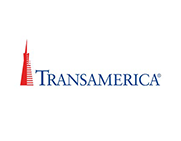 A transamerica logo with a red tower on a white background.