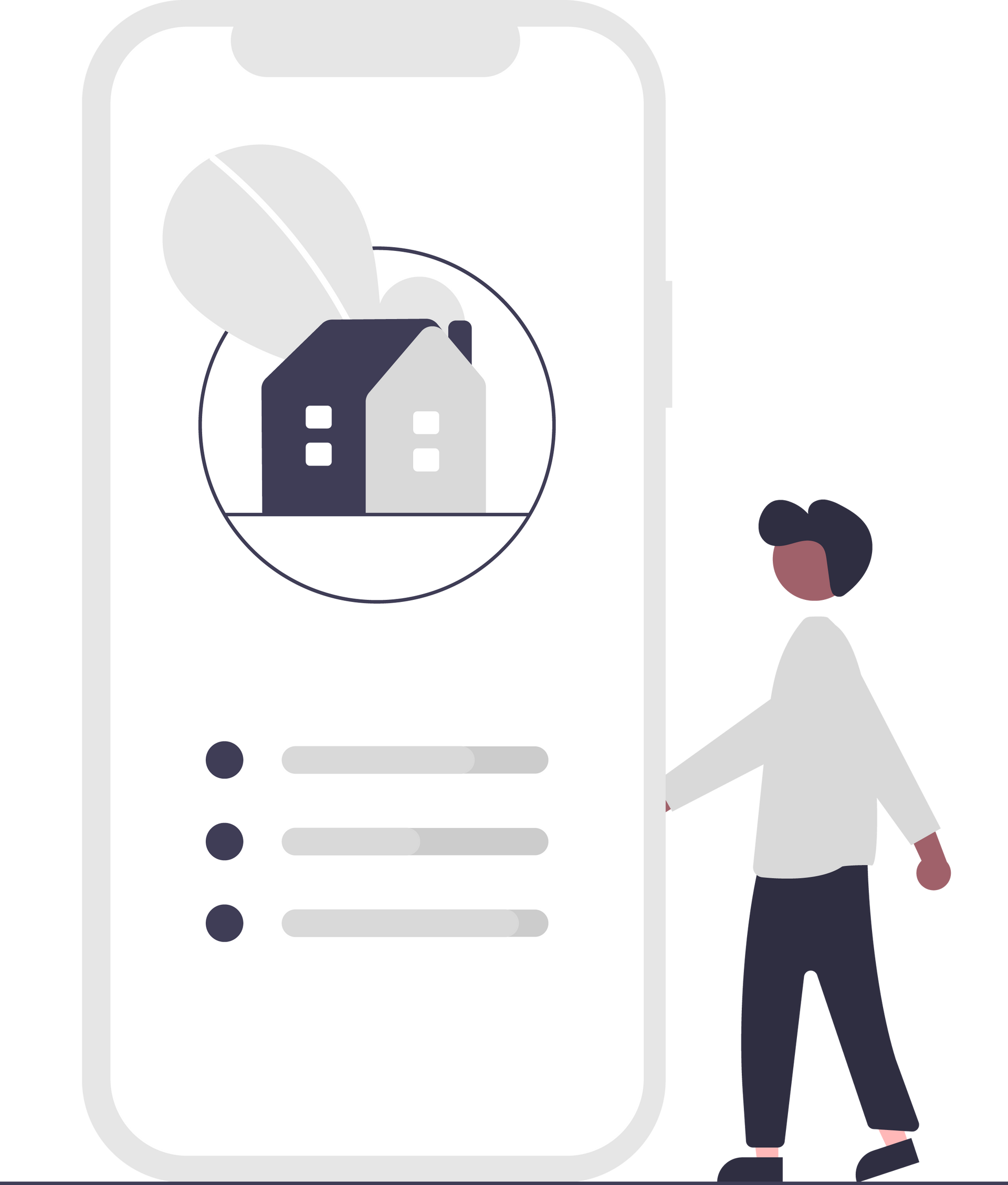 A man is standing in front of a row of houses.