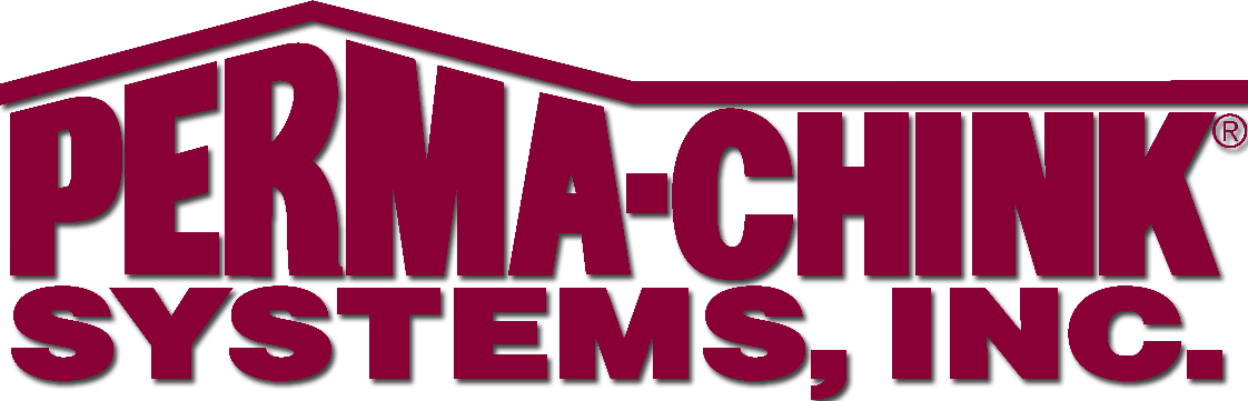 Perma-Chink Systems, Inc. logo with maroon lettering and a house graphic above the company name.