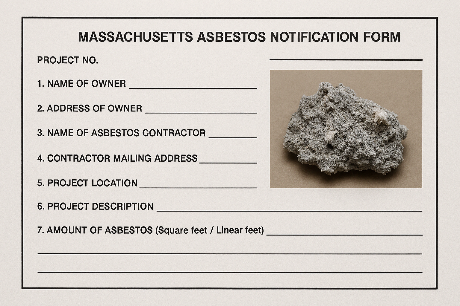 Massachusetts asbestos notification form - conceptual visualization