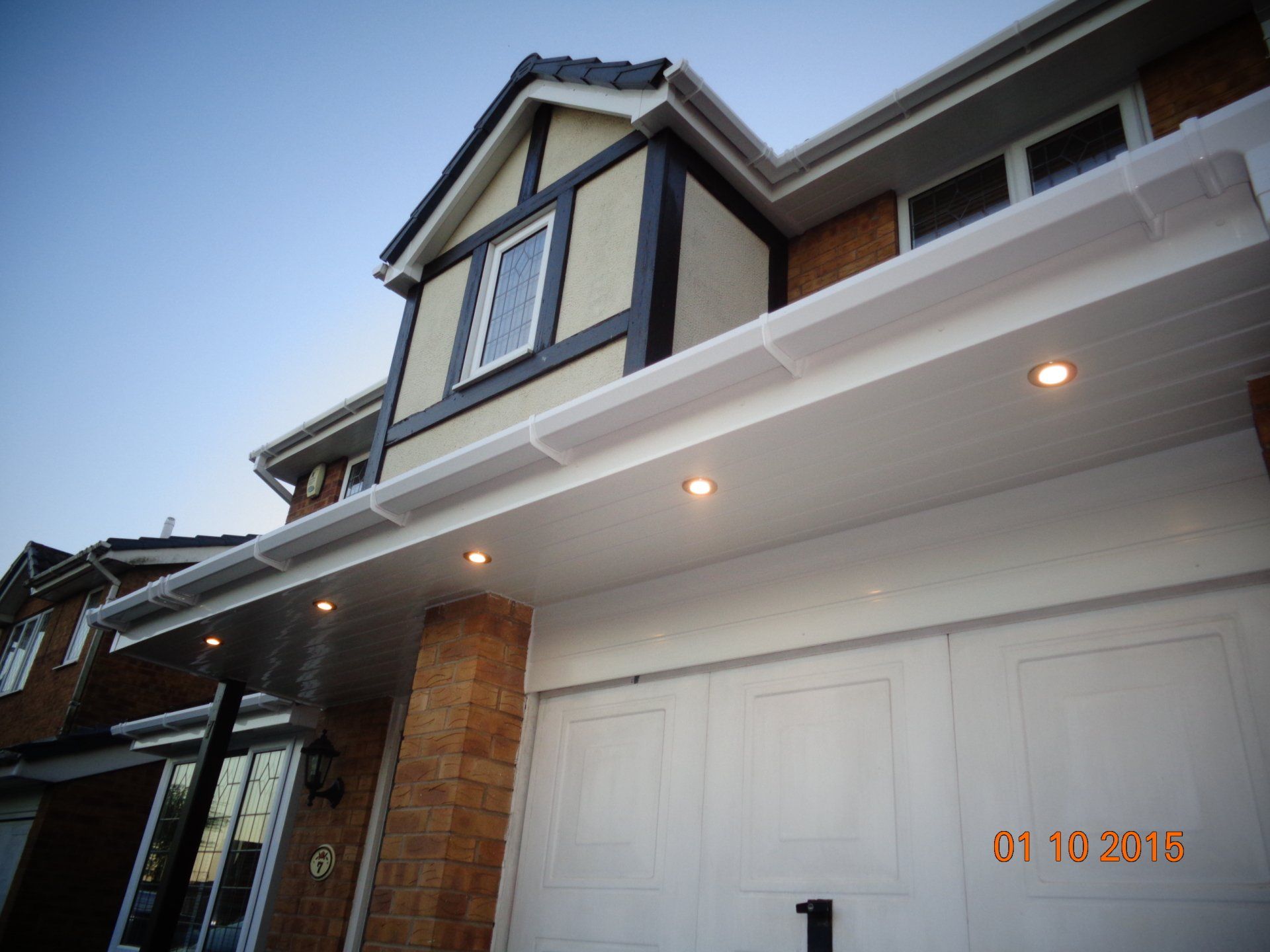 Soffit lighting-white fascia and soffits with lighting fitted in Hugglescote