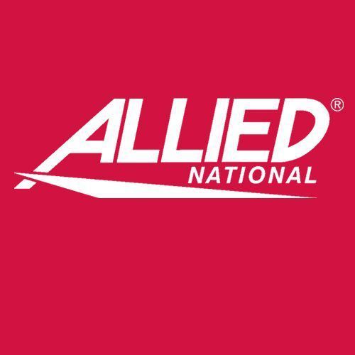 the allied national logo is on a red background