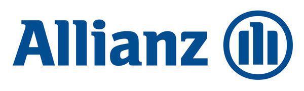 the allianz logo is blue and white on a white background .